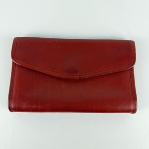Vintage Coach Red Leather Envelope Clutch / Wallet — Bold Color Statement Piece